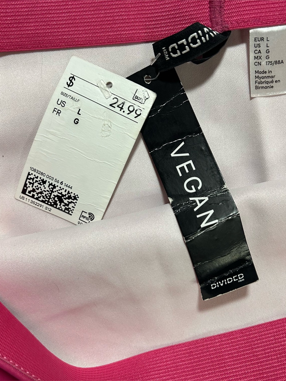 NWT H&M Faux Leather Hot Pink Mini Skirt - Picture 4 of 5
